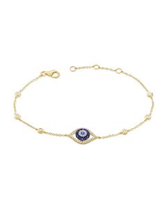 .36CT SAPPHIRE AND DIAMOND EVIL EYE CHAIN BRACELET