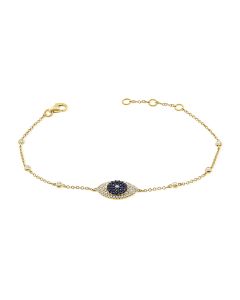 .43CT SAPPHIRE AND DIAMOND EVIL EYE CHAIN BRACELET