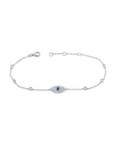 .29CT SAPPHIRE AND DIAMOND EVIL EYE CHAIN BRACELET