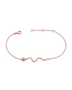 .14CT GREEN TSAVORITE AND DIAMOND SNAKE CHAIN BRACELET