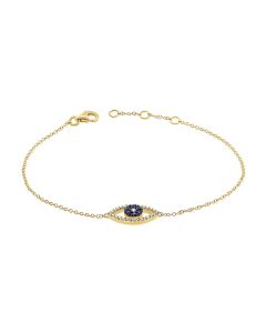 .20CT SAPPHIRE AND DIAMOND EVIL EYE CHAIN BRACELET