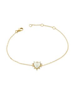 .44CT MOTHER OF PEARL AND DIAMOND HEART CHAIN BRACELET