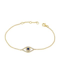 .31CT SAPPHIRE AND DIAMOND EVIL EYE CHAIN BRACELET