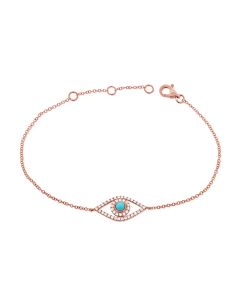 .29CT TURQUOISE AND DIAMOND EVIL EYE CHAIN BRACELET