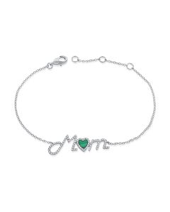.41CT MALACHITE AND DIAMOND MOM CHAIN BRACELET