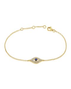 .26CT SAPPHIRE AND DIAMOND EVIL EYE CHAIN BRACELET