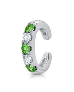 .34CT GREEN TSAVORITE AND DIAMOND CUFF EARRINGS