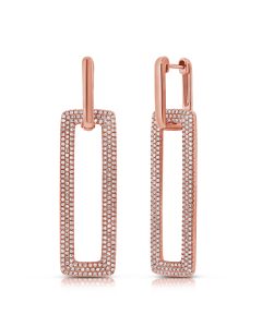 1.21CT DIAMOND RECTANGLE PAPERCLIP DANGLE EARRING
