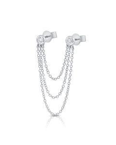 .10CT DIAMOND BEZEL STUD WITH CHAIN EARRINGS