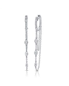 .22CT DIAMOND BEZEL HUGGIE WITH CHAIN EARRINGS