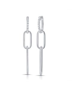 .19CT DIAMOND PAPERCLIP LINK DROP EARRINGS