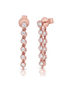 .62CT DIAMOND BEZEL STUD WITH CHAIN EARRINGS