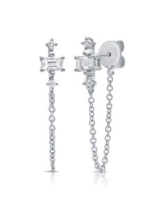 .42CT DIAMOND STUD WITH CHAIN EARRINGS