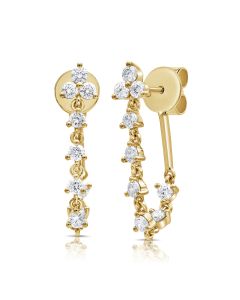 .61CT DIAMOND STUD WITH CHAIN EARRINGS