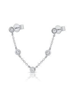 .18CT DIAMOND BEZEL STUD WITH CHAIN EARRINGS
