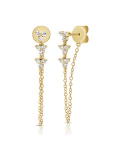 .22CT DIAMOND STUD WITH CHAIN EARRINGS