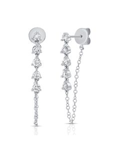 .40CT DIAMOND STUD WITH CHAIN EARRINGS