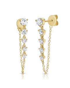 .78CT DIAMOND STUD WITH CHAIN EARRINGS