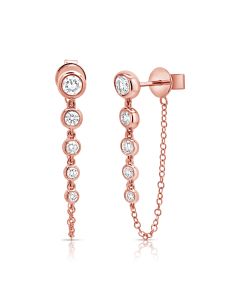 0.51CT DIAMOND BEZEL STUD WITH CHAIN EARRINGS