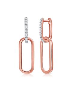 0.15CT DIAMOND PAPERCLIP LINK DROP EARRINGS