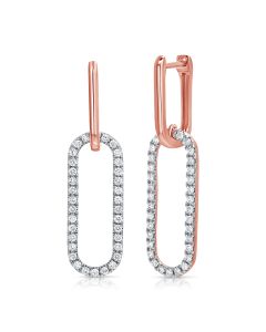 0.64CT DIAMOND PAPERCLIP LINK DROP EARRINGS