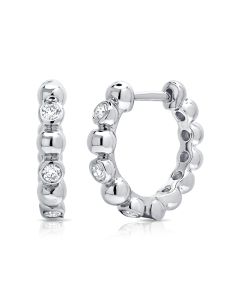 0.18CT DIAMOND BALL BEZEL SET HUGGIE EARRINGS