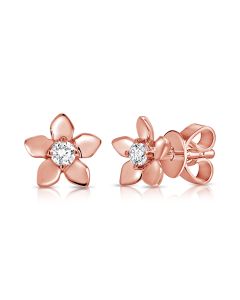 0.12CT DIAMOND FLOWER STUD EARRINGS