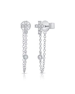 .11CT DIAMOND CROSS STUD WITH CHAIN EARRINGS