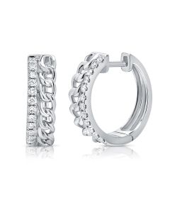 0.30CT DIAMOND LINK HUGGIE EARRINGS
