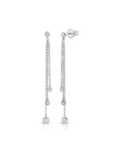 0.26CT DIAMOND BEZEL SET DROP EARRINGS