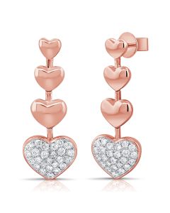 0.78CT DIAMOND PAVE HEART DROP EARRINGS