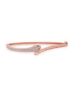 0.77CT GREEN TSAVORITE AND ROUND DIAMOND SNAKE BANGLE