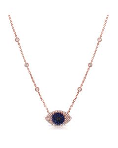 .42CT SAPPHIRE AND DIAMOND EVIL EYE PENDANT NECKLACE