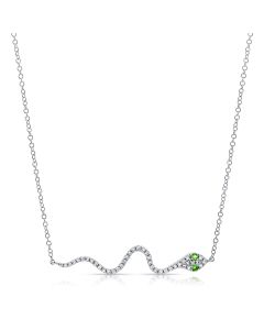.13CT GREEN TSAVORITE AND DIAMOND SNAKE PENDANT NECKLACE