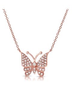 0.21CT DIAMOND BUTTERFLY PENDANT NECKLACE