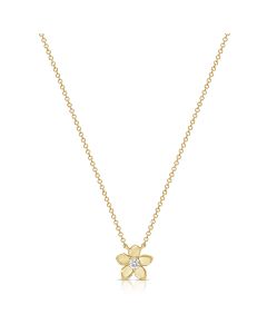 0.06CT DIAMOND FLOWER PENDANT NECKLACE