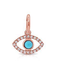 .13CT TURQUOISE AND DIAMOND EVIL EYE PENDANT