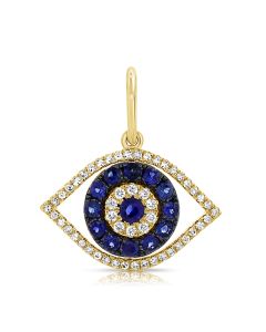 .64CT SAPPHIRE AND DIAMOND EVIL EYE PENDANT