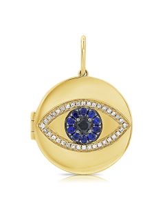.39CT SAPPHIRE AND DIAMOND EVIL EYE LOCKET