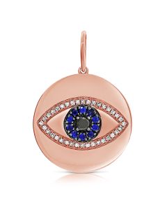.38CT SAPPHIRE AND DIAMOND EVIL EYE PENDANT