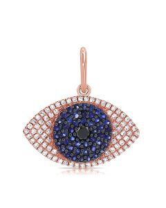 .63CT SAPPHIRE AND DIAMOND EVIL EYE PENDANT