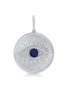 .16CT SAPPHIRE AND DIAMOND EVIL EYE PENDANT