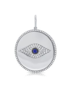 .32CT SAPPHIRE AND DIAMOND EVIL EYE PENDANT