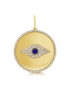 .53CT SAPPHIRE AND DIAMOND EVIL EYE PENDANT