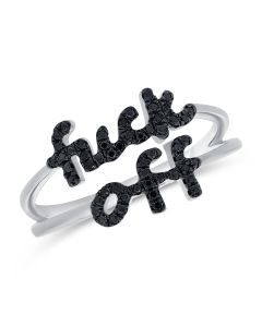 .16CT BLACK DIAMOND FUCK OFF RING