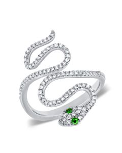 .27CT GREEN TSAVORITE AND DIAMOND SNAKE WRAP RING
