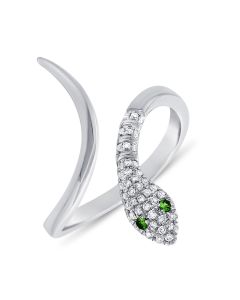 .13CT GREEN TSAVORITE AND DIAMOND SNAKE WRAP RING