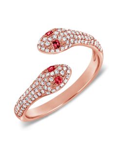 .44CT RUBY AND DIAMOND SNAKE WRAP RING