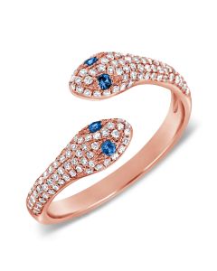 .42CT SAPPHIRE AND DIAMOND SNAKE WRAP RING