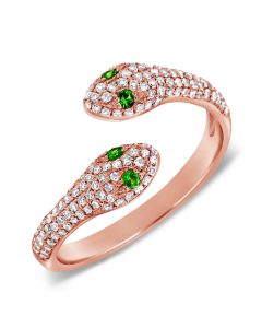 .40CT GREEN TSAVORITE AND DIAMOND SNAKE WRAP RING